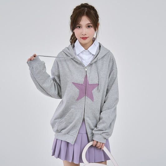 Fashion Star Design Grey Hoodie