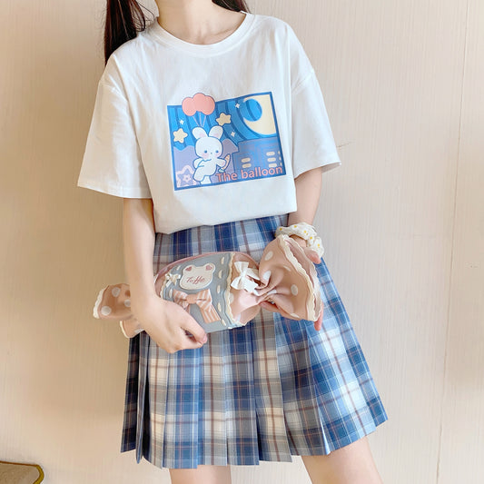 Kawaii Japanese Blue Cartoon Rabbit T-shirt