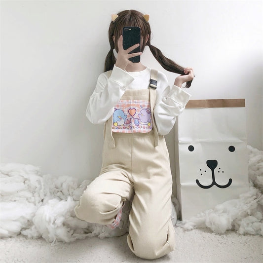 Kawaii Japanese Soft Girl Corduroy Overalls