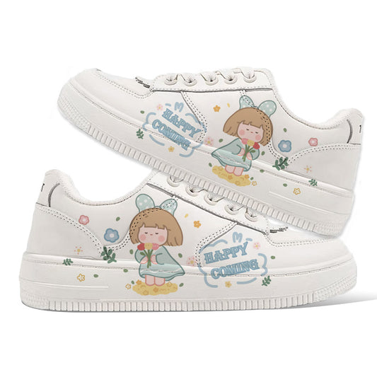 Cute Hand-Painted Cartoon Girls Low-Top Sneakers