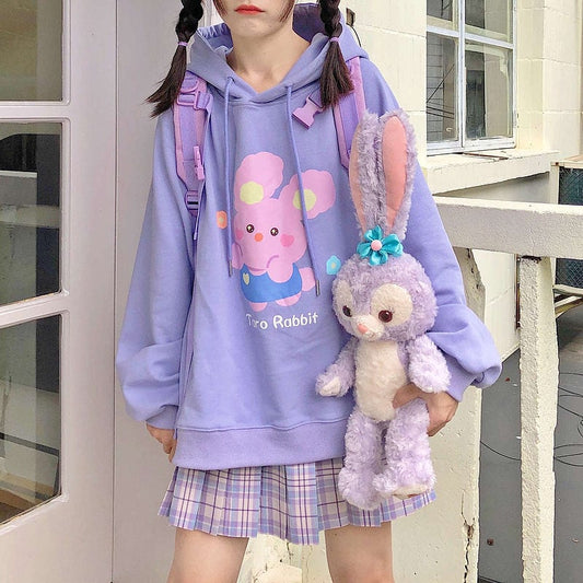 Kawaii Japanese Cute Rabbit Purple Hoodie