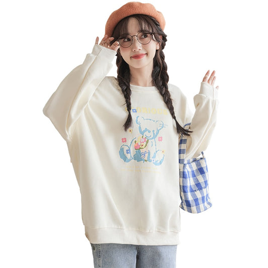 Japanese College-Style Bear Cartoon Hoodies