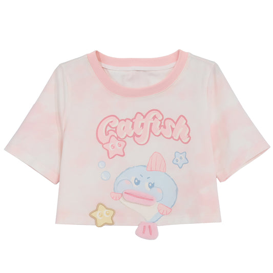 Kawaii Pink Fat Fish T-shirt