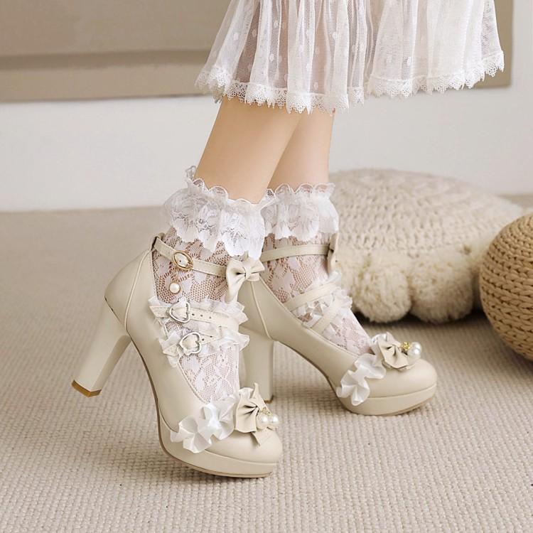 Sweet Lace Bow Lolita Mary Janes Shoes