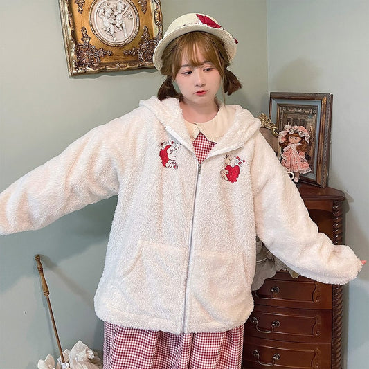 Kawaii Cute Rabbit Ears Plush Hooded Sweater