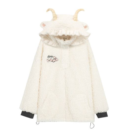 Kawaii White Cartoon Little Sheep Design Hoodie