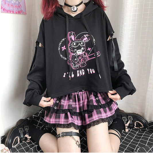 Kawaii Dark Style Black Hoodie