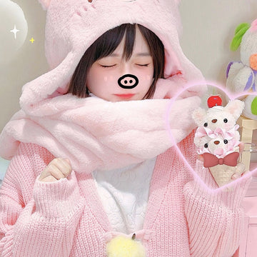 Kawaii Cute Pink Piggy Plush Hat