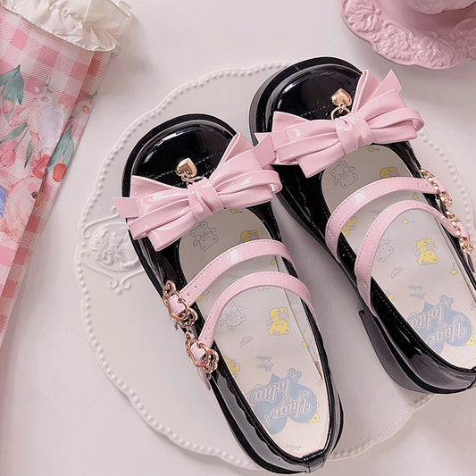 Kawaii Black Round Toe Bow Mary Jane Lolita Shoes