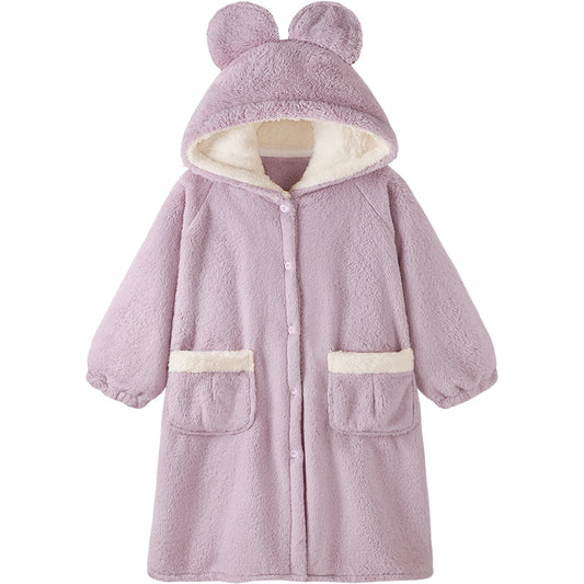 Fashion Girly Style Purple Hooded Pajamas