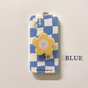 Blue Checkerboard Flower iPhone Case