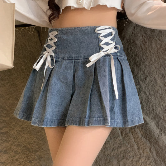 Girl Style Blue Denim Short Skirt