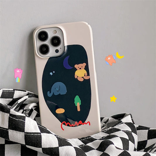 Cute Hand-Painted Bear illustration iPhone Case