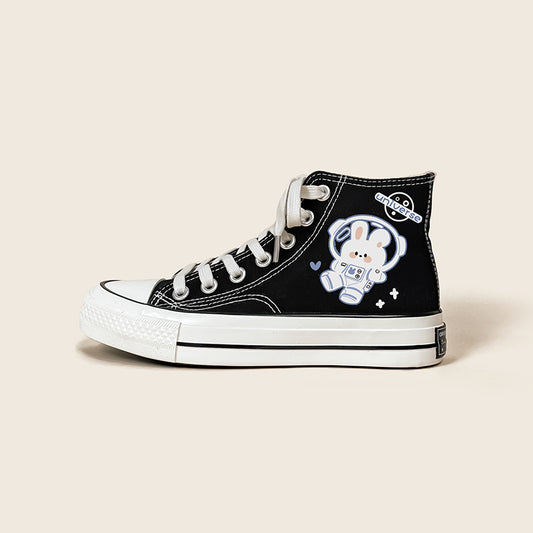 Kawaii Space Bunny Canvas Hi Tops Canvas Shoe