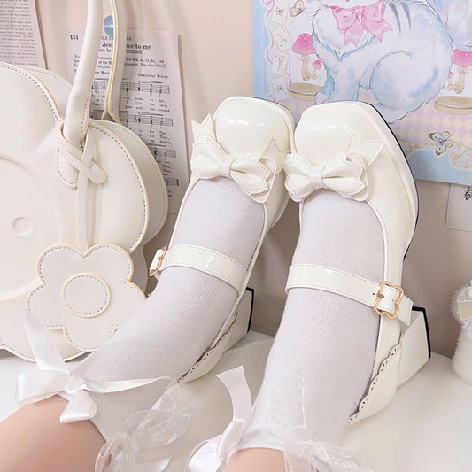 Kawaii Pink Bow High-heeled Lolita Shoes