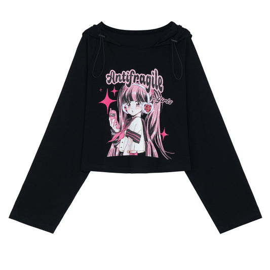 Japanese Style Thin Cartoon Anime Printing Hoodie