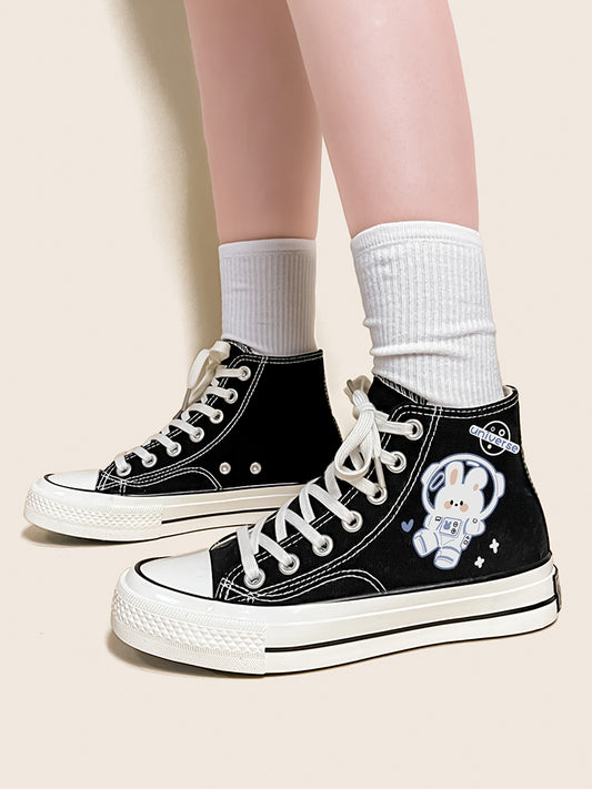 Kawaii Space Bunny Canvas Hi Tops Canvas Shoe