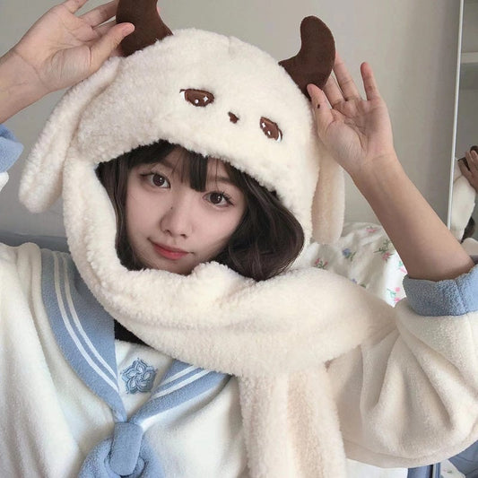 Kawaii Original Cute Lamb Hat With Scarf And Gloves