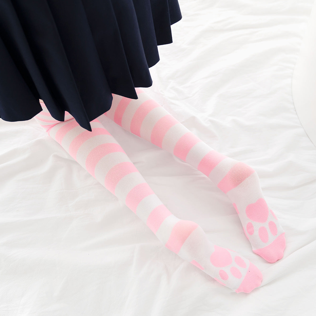 Kawaii Knitted Cat Claw Striped Socks