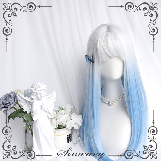 Kawaii Lolita Blue Gradient Long Curly Wig