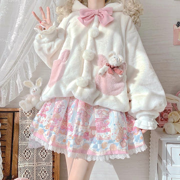 Kawaii Lolita Rabbit Ears Plush Coat