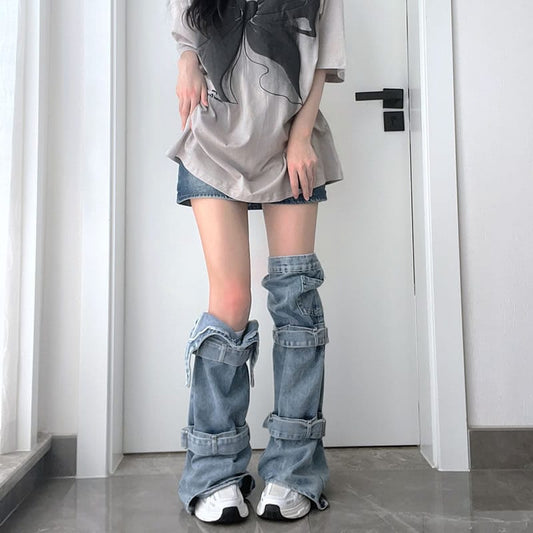 Fashion American Hot Girl Washed Denim Socks