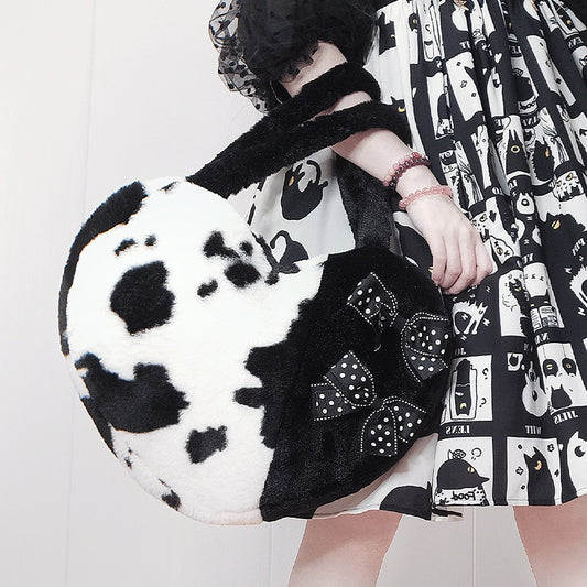 Cute Lolita Milk Cows Plush Shoulder Bag