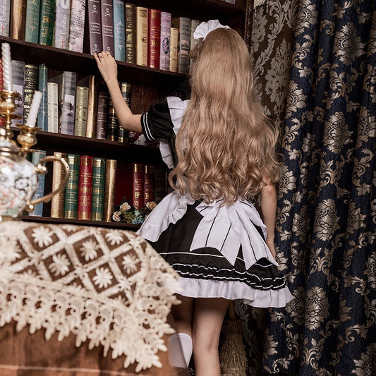 Japanese Black And White Classic Lolita Maid Dress Suit