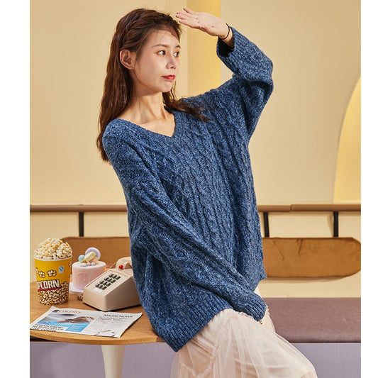 Fashion Girl Twist Design Loose Sweater