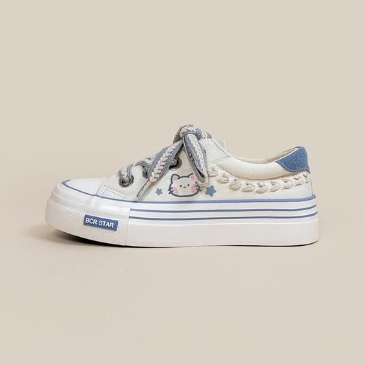 Kawaii Kitten All-match Low-Cut Canvas Shoes