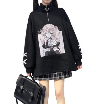 Kawaii Girl Ribbon Cuff Anime Hoodie