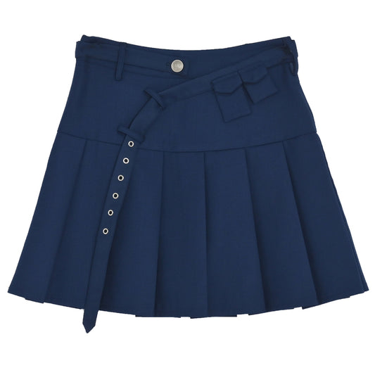 Blue All-match High Waist A-line Skirt