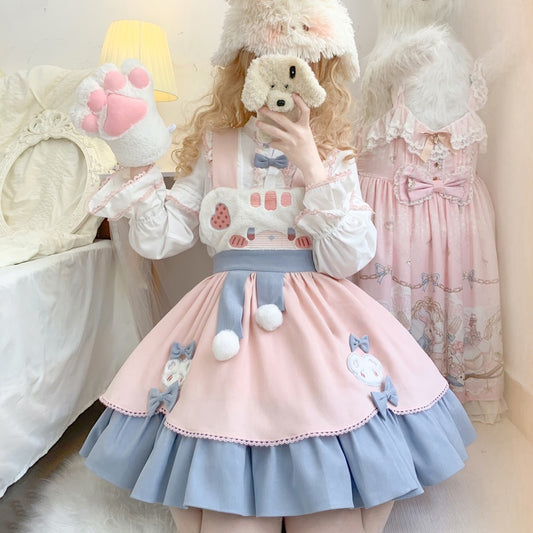 Kawaii Sweet Style Bear Embroidered Lolita Skirt Suit