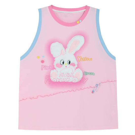 Kawaii Sweet Pink Bunny Loose Tank Top