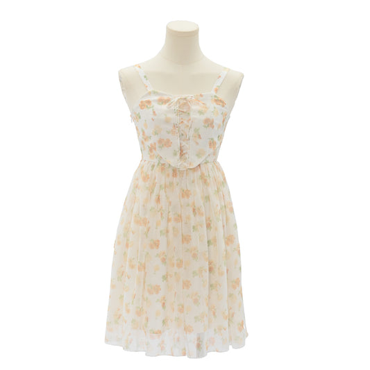 French Sweet Floral Sling Fairy Dress