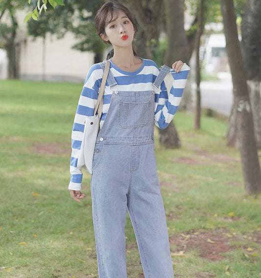 Fashion Loose Denim Overalls Trousers