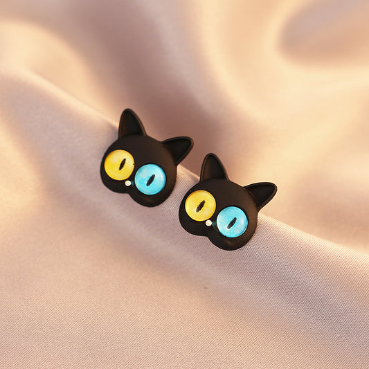 Japanese Cute Black Cat Earrings