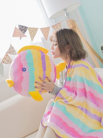 Kawaii Kiss Fish Plush Pillow And Quilt 2 in 1