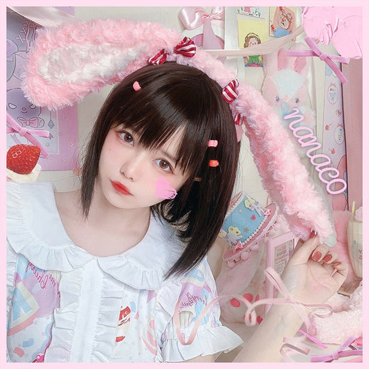 Cute Strawberry Rabbit Pink Plush Headband