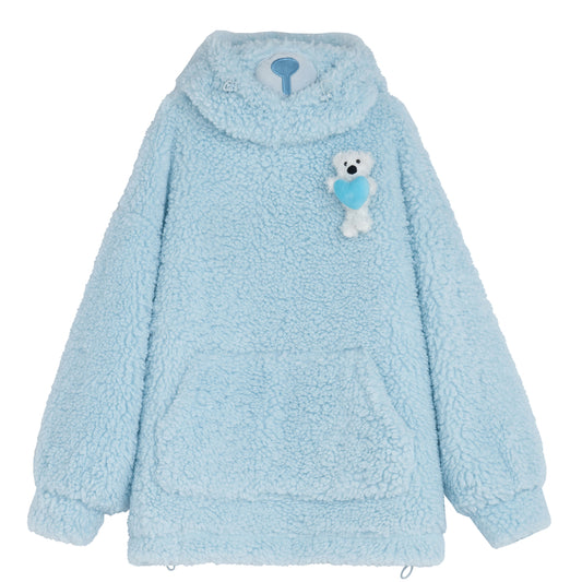 Cute Blue Bear Plush Sweatshirt