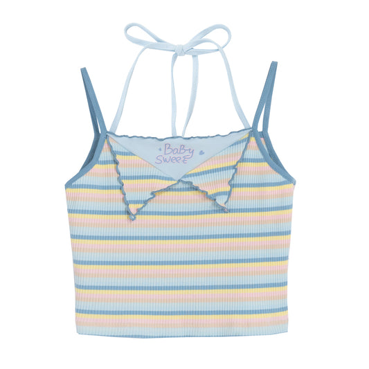 Sweet Summer Style Rainbow Pinstripe Vest