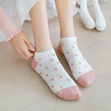 Pink White Short Socks