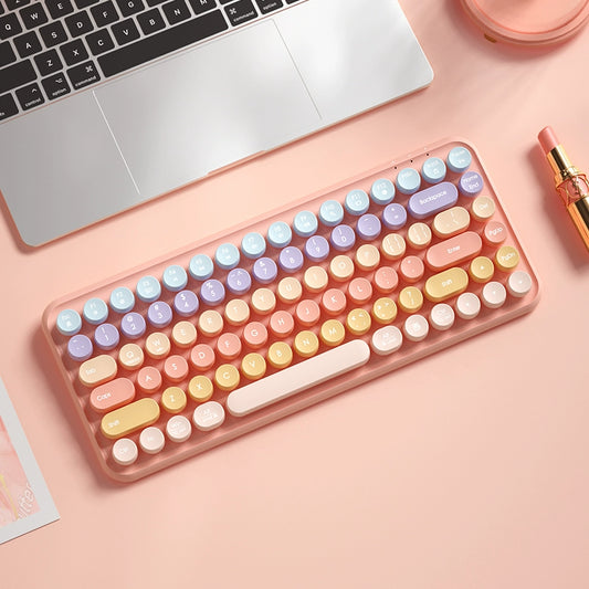 Kawaii Pink Aesthetic Wireless Keyboard And Mouse Set