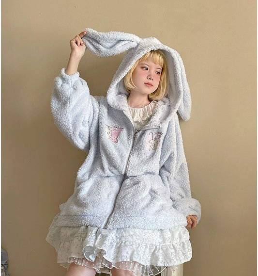 Kawaii Cute Rabbit Ears Plush Hooded Sweater