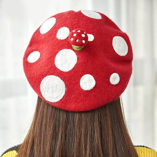 Cute Mushroom Wool Beret