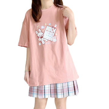 Original Japanese Pink Cartoon Rabbit T-shirt