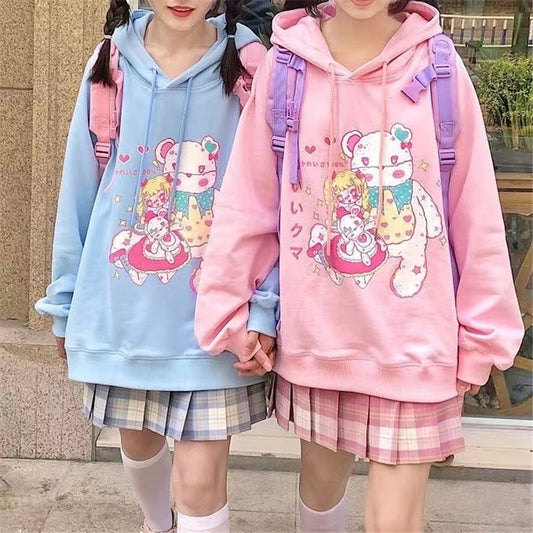 Kawaii Bear Print Loose Pullover Sweater