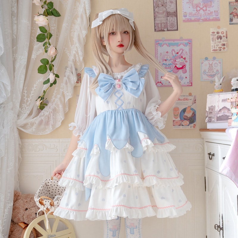 Kawaii Drippy Polkadot Lolita Jsk Dress