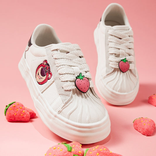 Pink Bear Embroidered Sneakers