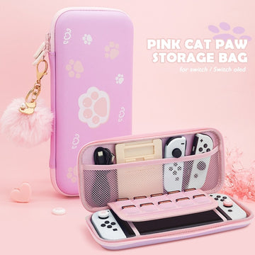 Pink Cat Paw Switch Case.